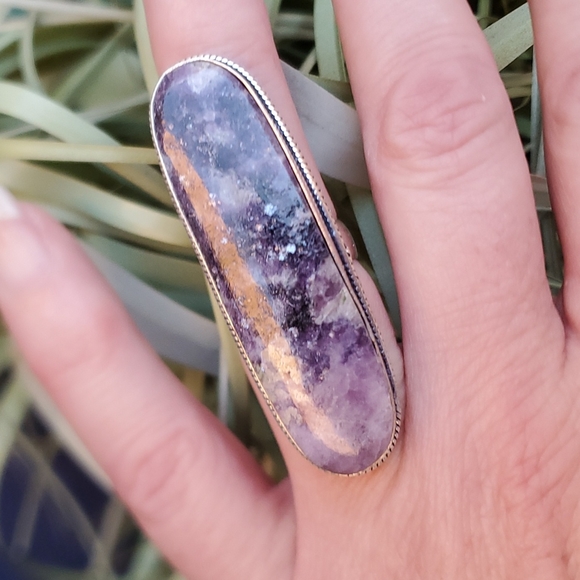 New Oversized Lepidolite 925 Silver Ring. - Picture 6 of 15